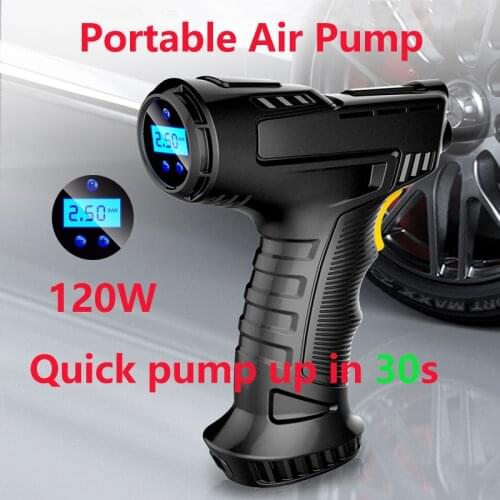 120W Digital Tire Inflator 7.4V/DC 12V Car Portable Air Compressor Pump With LED Lamp Car Air Compressor For Auto Car Motorcycle