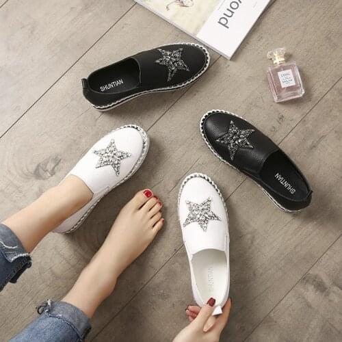Winter Shoes women 2019 flat moccasins mixed colors bling crystal loafer slip-on embroider platform espadrilles new ladies shoes