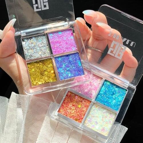 4 Color Eyeshadow Matte Glitter Palette Sequins Shiny Eye Shadow Pigment Pallete Metallic Diamond Cosmetics Makeup Palette TSLM1