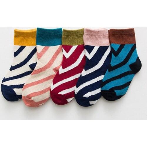 5pairs /lot Boys Girls colorful striped cotton Socks Kids Fashion good quality socks Children autumn spring Soft socks