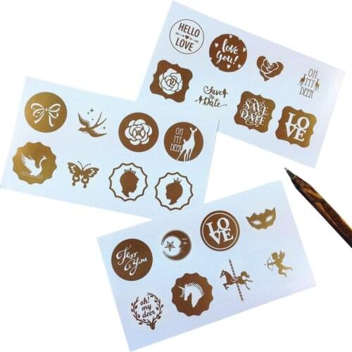 80 Pcs/pack Vintage Gold Cake Baking Seal Sticker Rose LOVE Paper Gift Box Decoration