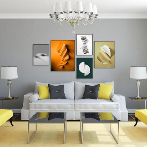 Abstract Orange yellow 3D Model Canvas Painting Unique Posters Print Modern Art Wall Pictures for Living Room Nordic Home Decor