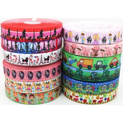 7/8'' Free shipping tower cars cartoon printed grosgrain ribbon hairbow headwear party decoration diy wholesale OEM 22mm S2