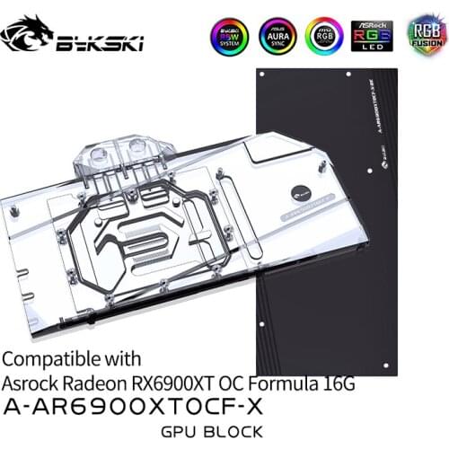 Bykski GPU Block For Asrock Radeon RX6900XT OC Formula 16G , With Backplate GPU Water Cooling Cooler, A-AR6900XTOCF-X