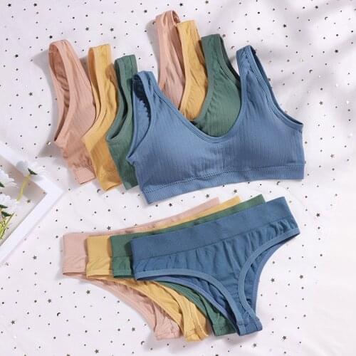 Sweet Lolita Style Training Bra Set/2PCS For Young Girls Retro Underwear Teen Girls Bra Women Pure Cotton Lingeries Suit