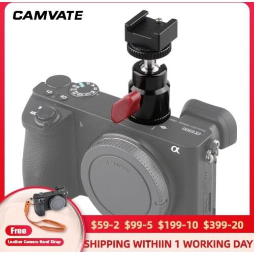 CAMVATE 90º Vertical Articulation Hot Shoe With Mini Ball Head For Canon/Nikon/Olympus/Pentax/Panasonic/Fujifilm & Kodak Camera
