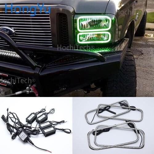 For Ford F-250 2005 2006 2007 Excellent IR Controller Multi-Color Ultra bright RGB LED Angel Eyes Halo Ring kit