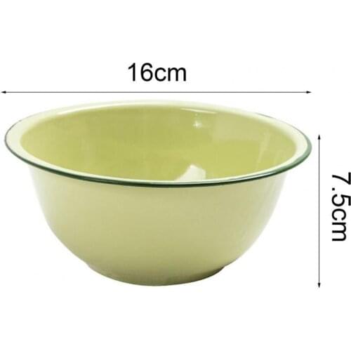 1pc 16/18/20/22cm Enamel Bowl Thickened Nostalgic Green Salad Pasta Soup Basin for Fruit Storage Dinner Home Kitchen Supplies