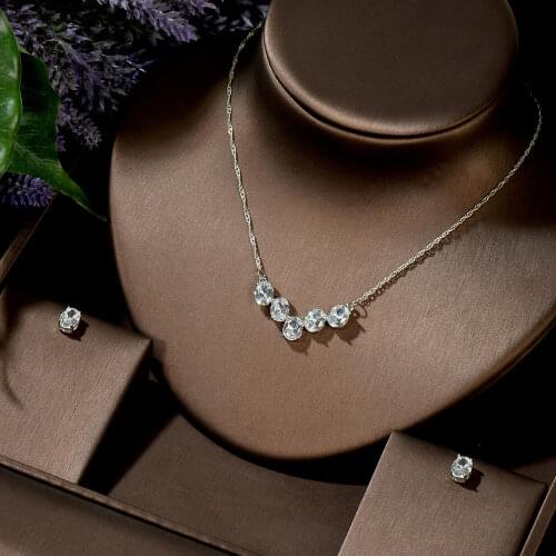 HIBRIDE High Quality Shiny Oval CZ Zirconia Stones Fashion Pendant Earrings African Jewelry Set For Women Bijoux Femme N-1419