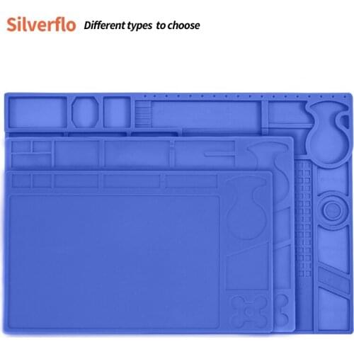SILVERFLO Welding Pad Maintenance Working Mat High Temperature Resistance Silicone Soldering Mat For Soldering Station Phone Rep
