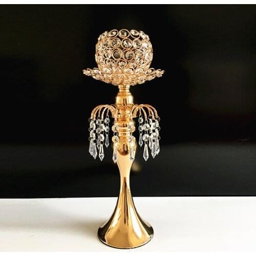 Crystals Candle Holder Delicate Candlestick Luxury Candle stand Flower Road Lead For Party Home Hotel Decoration