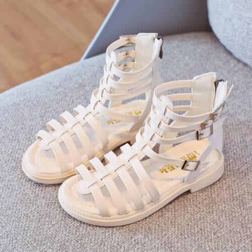 Summer Children Girl Artificial Leather Zipper Roman Sandals Kids Cool Boots Baby Shoes