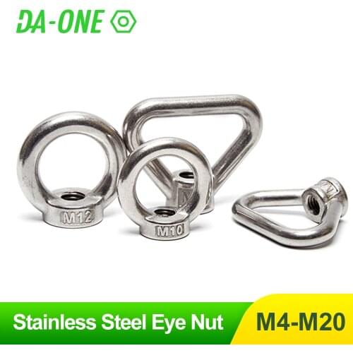 1/2/5/10pcs M3 M4 M5 M6 M8 M10 M12 Eye Nut Stainless Steel Marine Lifting Eyenut Ring Nuts Loop Hole For Cable Rope Lifting