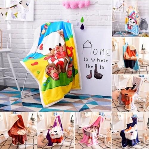 Animal Cute Teddy Bear Cat Dog Flamingo Winter Blankets Throws Sherpa Backing on Bed/Crib/Couch 100x140cm Kids Girls Boys Gift