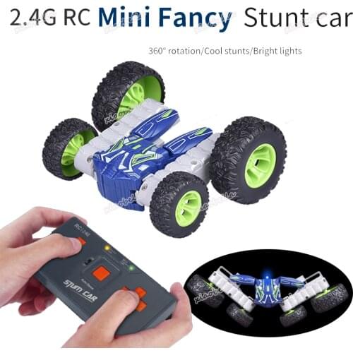 2.4G Remote Control Mini Fancy Rolling Car High-Speed Stunts Flip 360° Standing Rotation Stunt Dumper RC Drift-Buggy Toys Boys