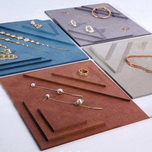 Colorful Jewelry Tray Set Necklace Earring Holder Bracelet Stand Display Stamp Block Pad Cosmetics Organizer Ring Doll Sheet