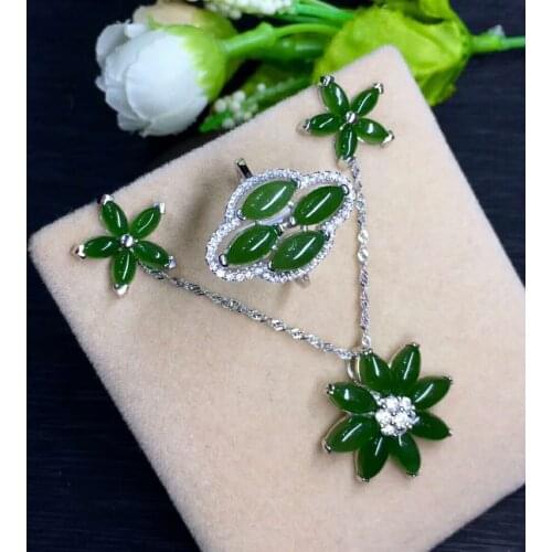 Hetian Biyu Silver Inlay Set Jasper Horse Eye Matching Set j4