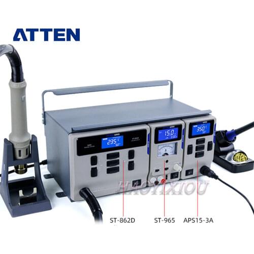 ATTEN MS-300 SMD Soldering Rework Station 3 in 1 Maintenance System for DC Power Supply Soldering Desoldering Repair Tools