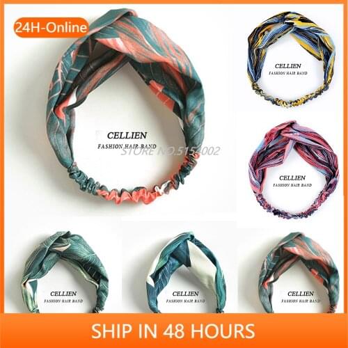 Print Headbands for Women Summer Bohemian Style Hairbands Retro Cross Knot Turban Bandage Bandanas Women Hair Accessories DS04