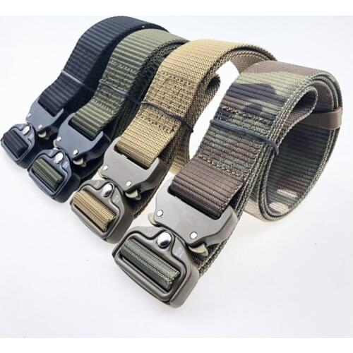 Tactical Military Nylon Belt Men Outdoor Hunting Training Combat Waist Strap with Heavy Duty Metal Buckle High Quality Waistband