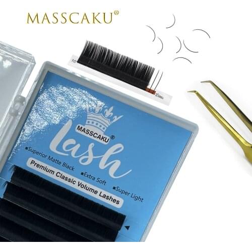 MASSCAKU Fast Ship 12rows/case Mix Premium Natural Classic Eyelashes Individual Eyelash Extension Makeup Maquiagem cilios