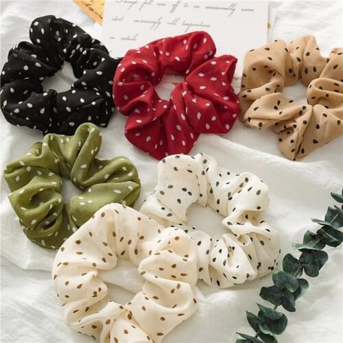 2019 New Wave Point Hair Scrunchies Ponytail Holder Soft Stretchy Hair Ties Vintage Elastics Hair Bands for women Accessories