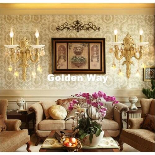 Modern Luxury Crystal Wall Light Brass color Wall Sconces Lamp New Jade Wall Brackets Light for bedroom living Room Wall Lamp