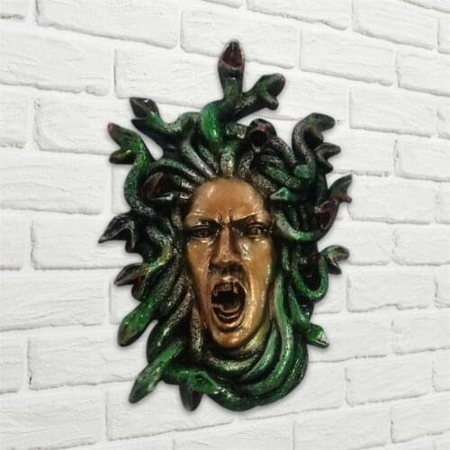 Medusa Head Of Snakes Resin Statue Gothic Wall Decor Resin Figurine Plaque Hanging Sculpture Home Decoration