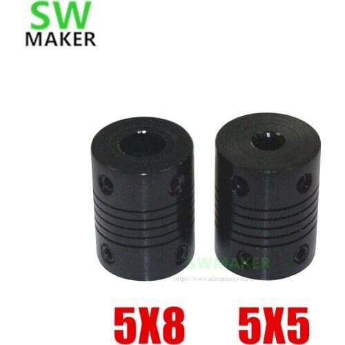 SWMAKER 1pcs black 5x5mm 5x8mm Jaw Shaft Coupler for 3D printer Flexible Coupling Router Connector CNC Stepper Motor