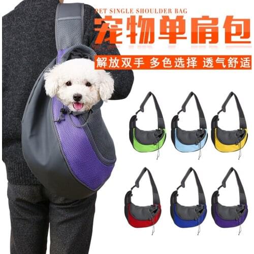 Comfort Pet Dog Carrier Outdoor Travel Handbag Pouch Mesh Oxford Single Shoulder Bag Sling Mesh Travel Tote Shoulder Bag