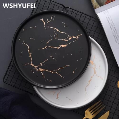 Western plate steak plate home personality creative marbled ceramic plate dish chinese antique bowl trays decorative China