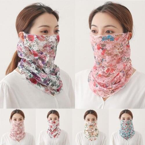 Women Floral Print Breathable Anti-UV Face Cover Neck Gaiter Headband Scarf Anti-UV Face Cover Neck Gaiter Headband Scarf Anti-U