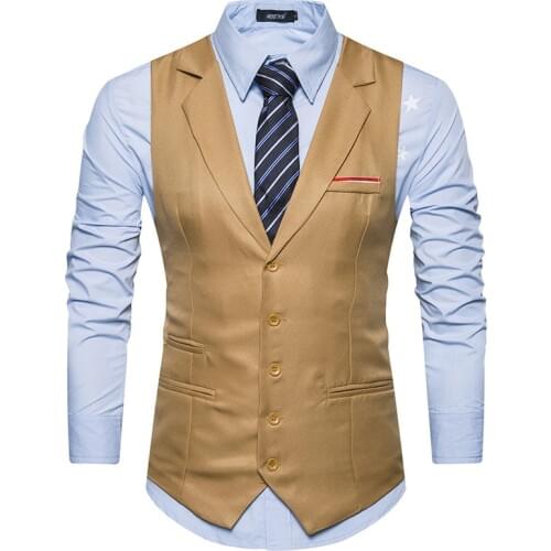 YuWaiJiaRen New European Style Slim Single Breasted Sleeveless Jacket 2018 New Waistcoat Men Suit Vest Mens Vests