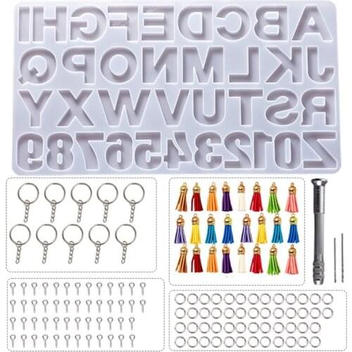 1 Set Crystal Epoxy Resin Mold Alphabet Letter Number Pendant Casting Silicone Mould DIY Crafts Jewelry Keychain Making Tools