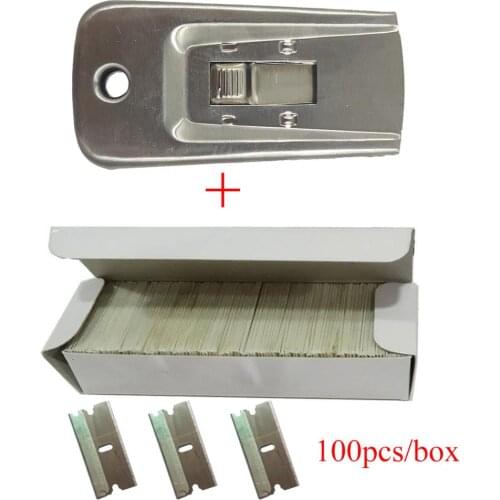 1pc Stainless Steel Paint Scraper Knife + 100pcs Sharpening Razor blades for Home Depot Ceiling Floor Wall Blot Cleaning E35+E13