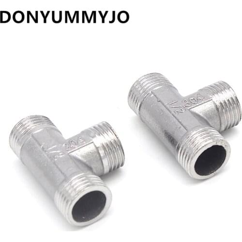 10PCS 3 Way 304 Stainless Steel Pipe Fitting Connector 1/2" to 1/2" to 1/2" BSP Male Thread for Water Fuel Gas Tube