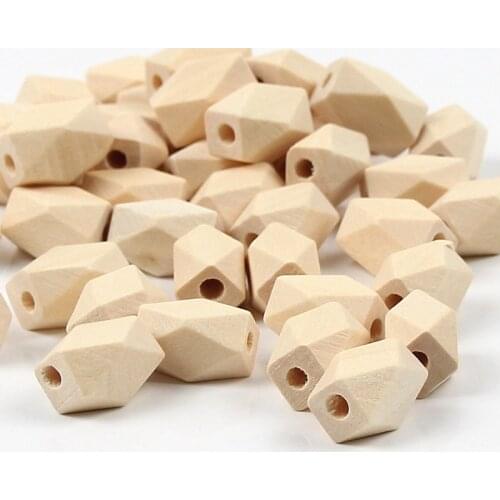 10pcs Multi-Size Natural Geometric Long Polygon Wood Beads Loose Lead-free Wood Spacer Beads For Jewelry Making DIY Accessories