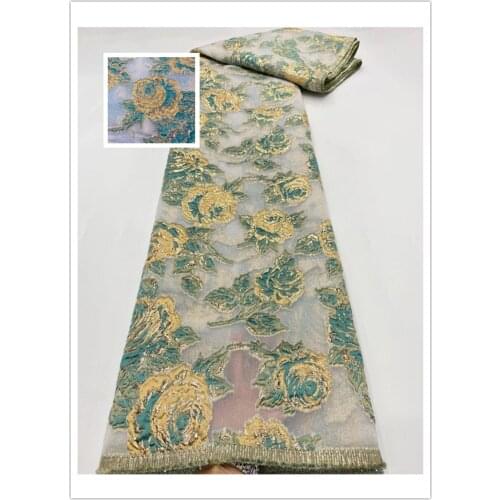 2020 Latest Brocade Jacquard Fabric African Organza Net Lace Cloth High Quality Nigerian Womens Dress Material For Sewing POZ15