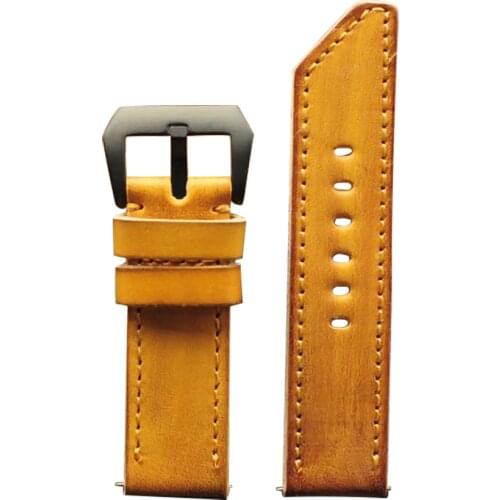 22mm 24mm 26mm Vintage Handmade Genuie Leather Watchband Rivet Khaki Black Mens watch strap bracelet wristband Accessories