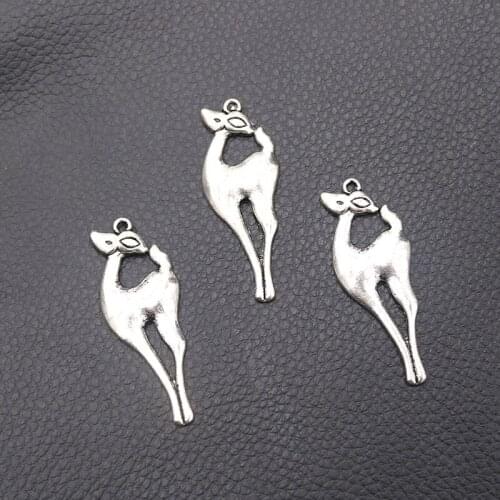 6pcs/lot Silver Plated Deer Charm Metal Pendants DIY Necklaces Bracelets Jewelry Handicraft Accessories 48*18mm P464