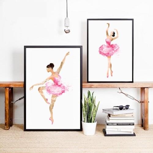 Watercolor Ballerina In Dance Art Print Wall Picture , Ballet Decor Wall Art Print Poster Canvas Painting