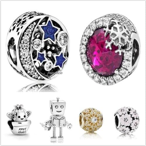 Authentic 925 Sterling Silver Free Hugs Cactus In A Little Flowerpot Charm Beads Fit Women Pandora Bracelet & Necklace Jewelry