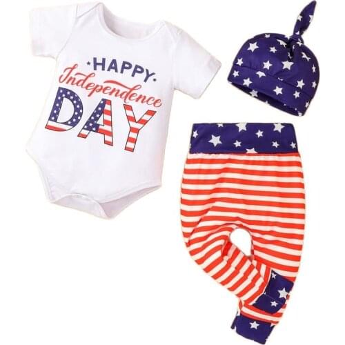 Bobora Newborn Baby Girl 4th of July Outfits Short Sleeve Romper +Tutu Tulle Skirt + Headband Leg Warmer Independence Day Set