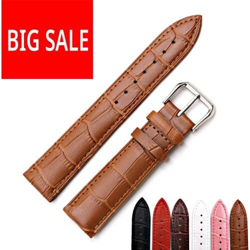 CARLYWET 12 14 16 18 20 22 24mm Red Real Calf Leather Classic Alligator Grain Watch Band Strap For Diesel Rolex Tudor Seiko IWC
