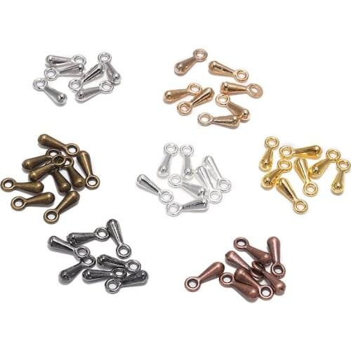 100pcs Jewelry Necklace Extension Chain Ending Water Drop 2/3mm Small Copper Pendant Tail Chain Alloy Accessories DIY Bracelet