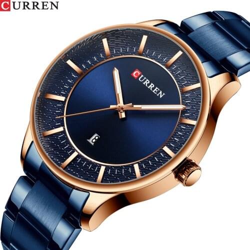 CURREN Blue Men Watch Creative Waterproof Quartz Watch Fashion Stainless Steel Band Male Clock Relogio Masculino