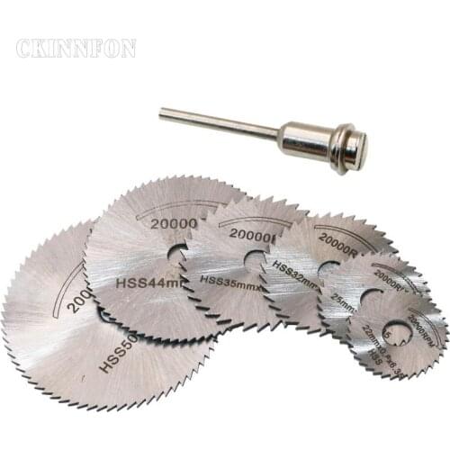 DHL 50 Set New Portable Rotary Tool Circular Saw Blades Cutting Discs Mandrel For Dremel Cutoff 7pcs