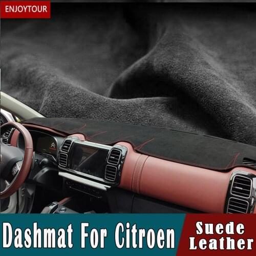 For Citroen C2 C4L C5 AIRCROSS C-Elysee C-Triomphe C4L DS3 DS4 DS5LS DS6 C3-XR Suede Leather Dashmat Dashboard Cover Pad Carpet