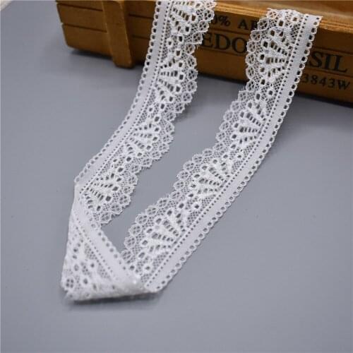 Hot Sale White stretch elastic lace ribbon Tape 30mm wide Trims lace trim Embroidered Net Cord For Sewing african lace fabric