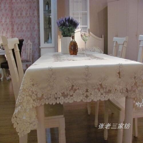 European foreign trade pastoral cloth tablecloths coffee table embroidery openwork dinner tablecloth linen hand bags big univers